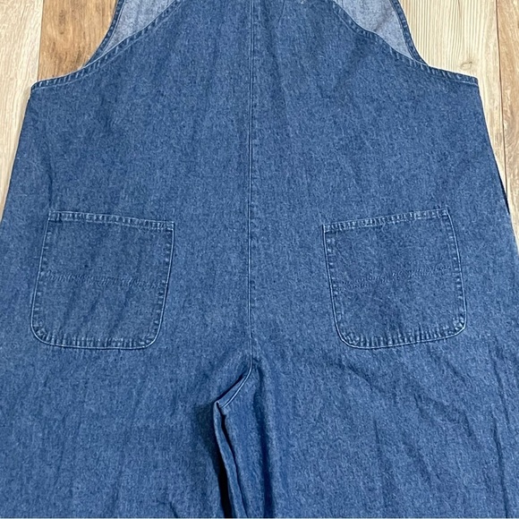 Vintage Agapo Womens Floral Embroidered Blue Cropped Denim Overalls Size 1X - Picture 5 of 9
